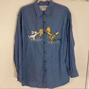 Winnie the Pooh Embroidered Denim Shirt